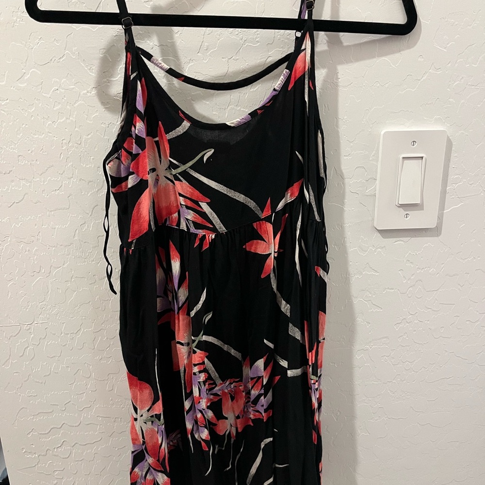 Roxy Black Dress with Pink and Purple Floral Design